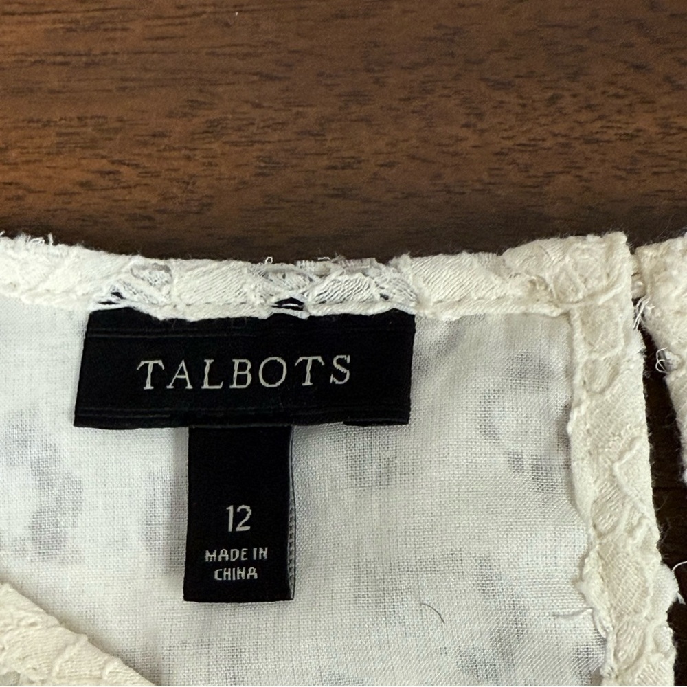 Talbots Ivory Lace Sleeveless Tank Top Size 12 Classic Dressy Summer Blouse - Picture 6 of 8